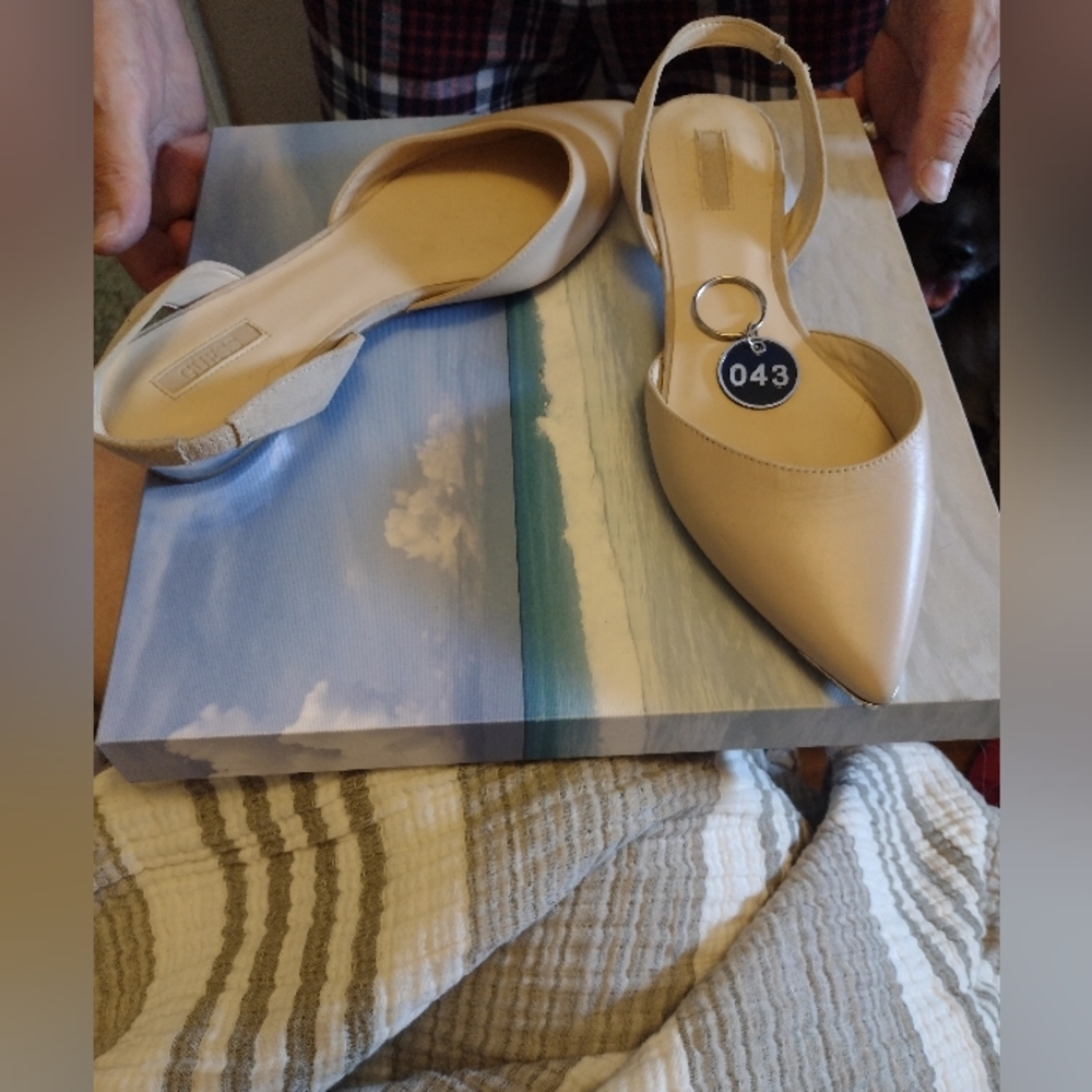 Guess Cream Flats with Ankle Strap